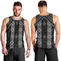 New Zealand Aotearoa Men Tank Top Black Poutama With Taniko Pattern LT05 - Polynesian Pride
