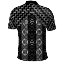 New Zealand Aotearoa Polo Shirt Black Poutama With Taniko Pattern LT05