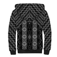 New Zealand Aotearoa Sherpa Hoodie Black Poutama With Taniko Pattern LT05 - Polynesian Pride