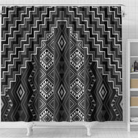 New Zealand Aotearoa Shower Curtain Black Poutama With Taniko Pattern LT05