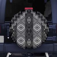 New Zealand Aotearoa Spare Tire Cover Black Poutama With Taniko Pattern LT05 - Polynesian Pride