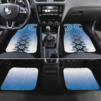 New Zealand Car Mats Poutama Mix Blue Taniko Inspired Art LT05 Set 4pcs Blue - Polynesian Pride