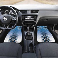 New Zealand Car Mats Poutama Mix Blue Taniko Inspired Art LT05 Set 2pcs - Front Blue - Polynesian Pride