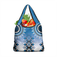 New Zealand Grocery Bag Poutama Mix Blue Taniko Inspired Art LT05 1-pack One Size Blue - Polynesian Pride