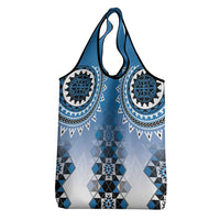 New Zealand Grocery Bag Poutama Mix Blue Taniko Inspired Art LT05 - Polynesian Pride