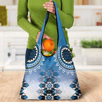 New Zealand Grocery Bag Poutama Mix Blue Taniko Inspired Art LT05 - Polynesian Pride