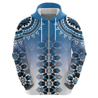 New Zealand Hoodie Poutama Mix Blue Taniko Inspired Art LT05 - Polynesian Pride