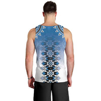 New Zealand Men Tank Top Poutama Mix Blue Taniko Inspired Art LT05 - Polynesian Pride