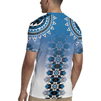 New Zealand Rugby Jersey Poutama Mix Blue Taniko Inspired Art LT05 - Polynesian Pride