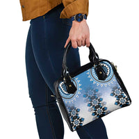 New Zealand Shoulder Handbag Poutama Mix Blue Taniko Inspired Art LT05