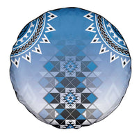 New Zealand Spare Tire Cover Poutama Mix Blue Taniko Inspired Art LT05 - Polynesian Pride
