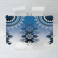 New Zealand Tablecloth Poutama Mix Blue Taniko Inspired Art LT05 Blue - Polynesian Pride