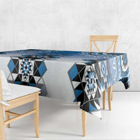 New Zealand Tablecloth Poutama Mix Blue Taniko Inspired Art LT05 - Polynesian Pride