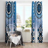 New Zealand Window Curtain Poutama Mix Blue Taniko Inspired Art LT05 - Polynesian Pride