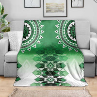 New Zealand Blanket Poutama Mix Green Taniko Inspired Art LT05 - Polynesian Pride