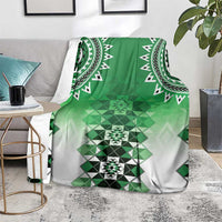 New Zealand Blanket Poutama Mix Green Taniko Inspired Art LT05 - Polynesian Pride