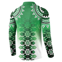 New Zealand Button Sweatshirt Poutama Mix Green Taniko Inspired Art LT05 - Polynesian Pride