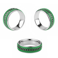 New Zealand Classic Ring Poutama Mix Green Taniko Inspired Art - Polynesian Pride