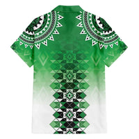 New Zealand Family Matching Long Sleeve Bodycon Dress and Hawaiian Shirt Poutama Mix Green Taniko Inspired Art LT05