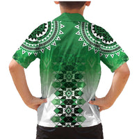 New Zealand Family Matching Mermaid Dress and Hawaiian Shirt Poutama Mix Green Taniko Inspired Art LT05