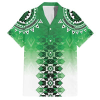 New Zealand Family Matching Summer Maxi Dress and Hawaiian Shirt Poutama Mix Green Taniko Inspired Art LT05