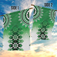 New Zealand Garden Flag Poutama Mix Green Taniko Inspired Art LT05 - Polynesian Pride