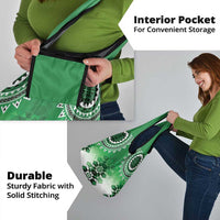 New Zealand Grocery Bag Poutama Mix Green Taniko Inspired Art LT05 - Polynesian Pride