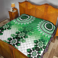 New Zealand Quilt Poutama Mix Green Taniko Inspired Art LT05