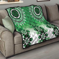 New Zealand Quilt Poutama Mix Green Taniko Inspired Art LT05