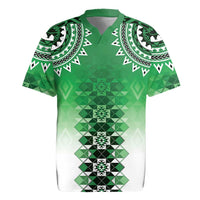 New Zealand Rugby Jersey Poutama Mix Green Taniko Inspired Art LT05