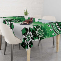 New Zealand Tablecloth Poutama Mix Green Taniko Inspired Art LT05 - Polynesian Pride