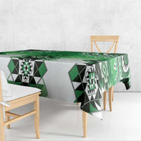 New Zealand Tablecloth Poutama Mix Green Taniko Inspired Art LT05 - Polynesian Pride
