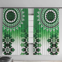 New Zealand Window Curtain Poutama Mix Green Taniko Inspired Art LT05 With Hooks Green - Polynesian Pride