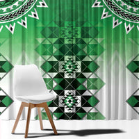 New Zealand Window Curtain Poutama Mix Green Taniko Inspired Art LT05 - Polynesian Pride