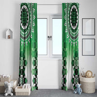 New Zealand Window Curtain Poutama Mix Green Taniko Inspired Art LT05 - Polynesian Pride