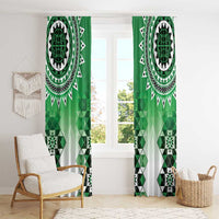 New Zealand Window Curtain Poutama Mix Green Taniko Inspired Art LT05 - Polynesian Pride