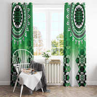 New Zealand Window Curtain Poutama Mix Green Taniko Inspired Art LT05 - Polynesian Pride