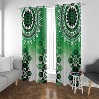 New Zealand Window Curtain Poutama Mix Green Taniko Inspired Art LT05 With Grommets Green - Polynesian Pride