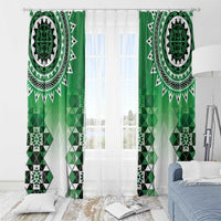 New Zealand Window Curtain Poutama Mix Green Taniko Inspired Art LT05 - Polynesian Pride