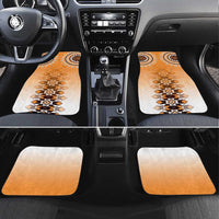 New Zealand Car Mats Poutama Mix Orange Taniko Inspired Art LT05 Set 4pcs Orange - Polynesian Pride