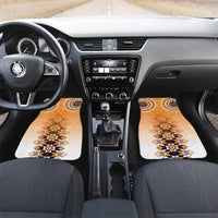 New Zealand Car Mats Poutama Mix Orange Taniko Inspired Art LT05 Set 2pcs - Front Orange - Polynesian Pride
