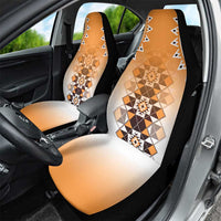 New Zealand Car Seat Cover Poutama Mix Orange Taniko Inspired Art LT05