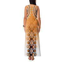 New Zealand Family Matching Tank Maxi Dress and Hawaiian Shirt Poutama Mix Orange Taniko Inspired Art LT05