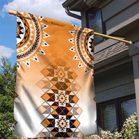 New Zealand Garden Flag Poutama Mix Orange Taniko Inspired Art LT05 - Polynesian Pride