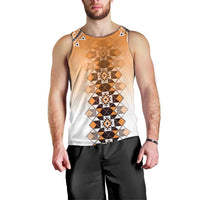New Zealand Men Tank Top Poutama Mix Orange Taniko Inspired Art LT05 - Polynesian Pride