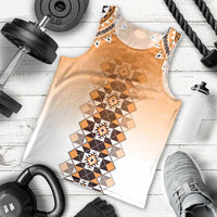New Zealand Men Tank Top Poutama Mix Orange Taniko Inspired Art LT05 - Polynesian Pride