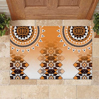 New Zealand Rubber Doormat Poutama Mix Orange Taniko Inspired Art LT05 Orange - Polynesian Pride