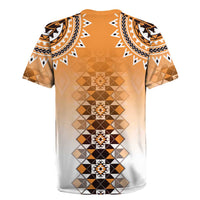 New Zealand Rugby Jersey Poutama Mix Orange Taniko Inspired Art LT05