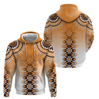 New Zealand Zip Hoodie Poutama Mix Orange Taniko Inspired Art LT05