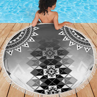 New Zealand Beach Blanket Poutama Mix Gray Taniko Inspired Art LT05 - Polynesian Pride